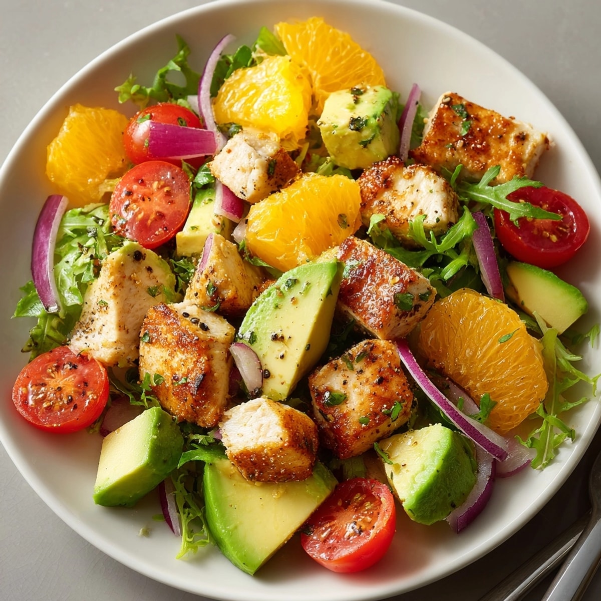 Juicy Citrus Chicken & Avocado Salad: bright, fresh flavors dancing with creamy textures.