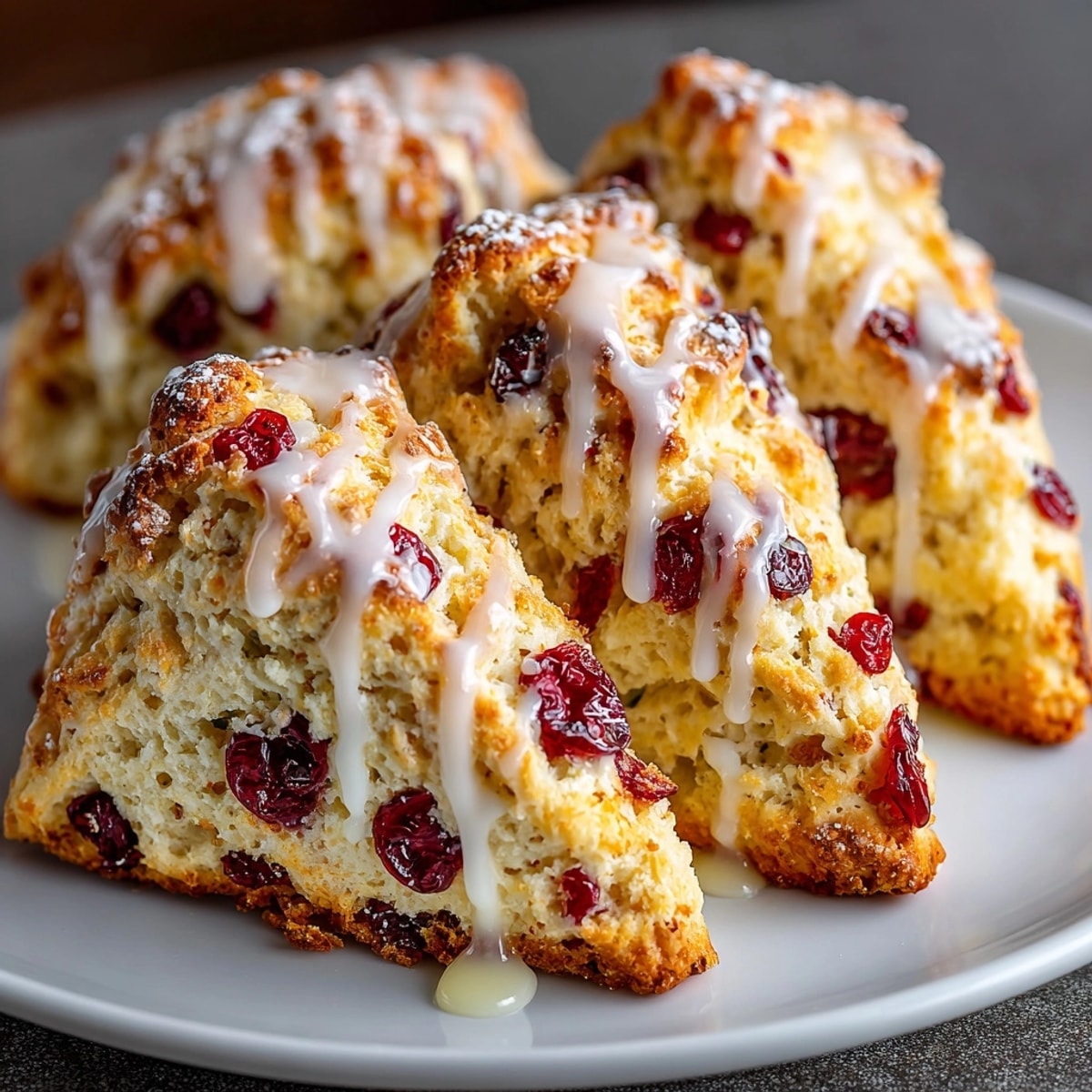 Enjoy warm Orange Cranberry Scones with coffee; a delightful breakfast or brunch treat.