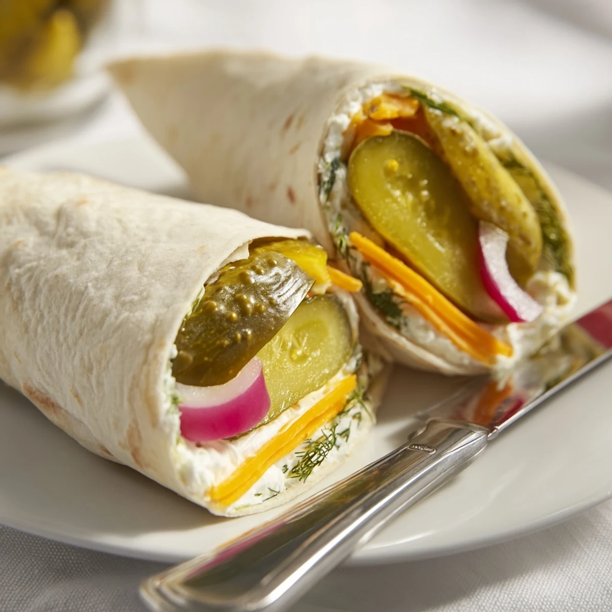 Crispy Pickle-in-a-Blanket rolls drizzled with mustard, perfect for party snacks.  