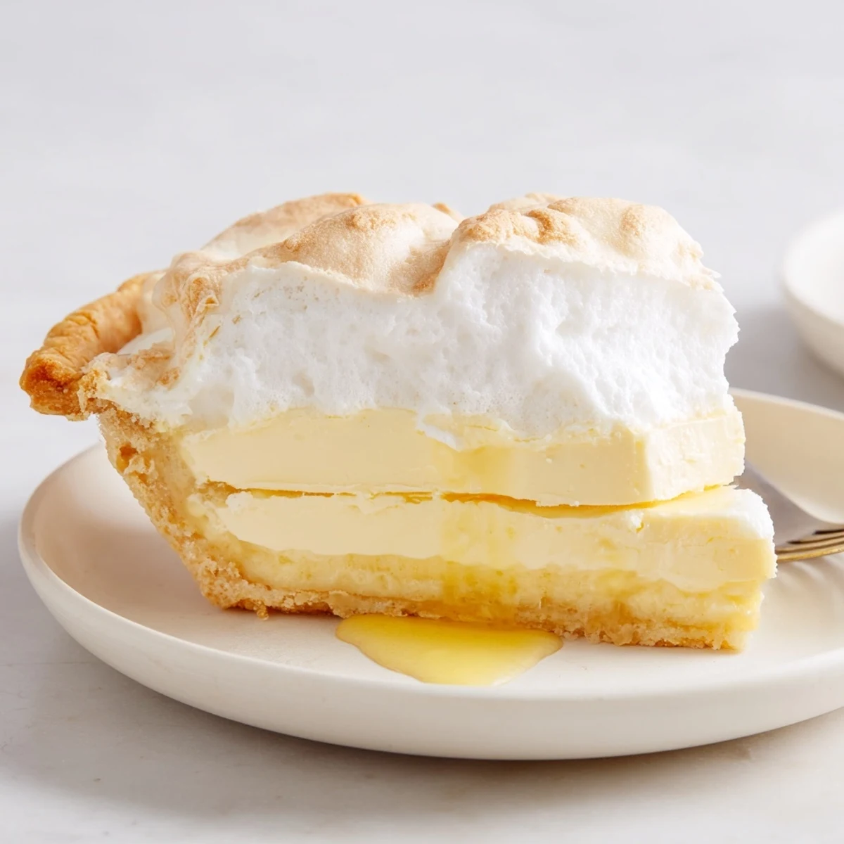 Creamy Water Pie topped with buttery crust, a nostalgic Great Depression dessert.  