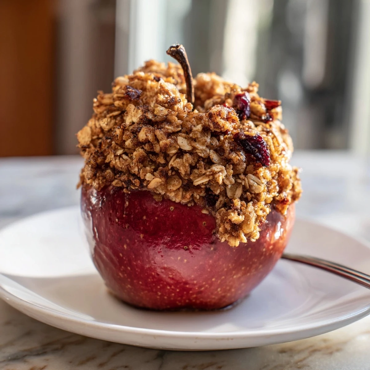 Served warm, these Baked Apples with Oat-Nut Crumble smell amazing and taste divine.