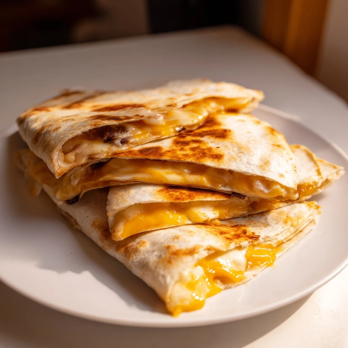Golden, crispy Bean & Cheese Quesadillas, a simple recipe with melted cheese and warm fillings.