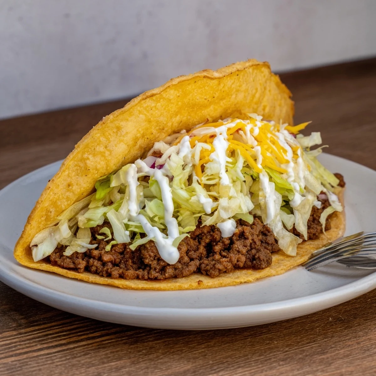 Homemade Cheesy Gordita Crunch tacos, filled with seasoned beef and melted cheese, a flavorful main dish.
