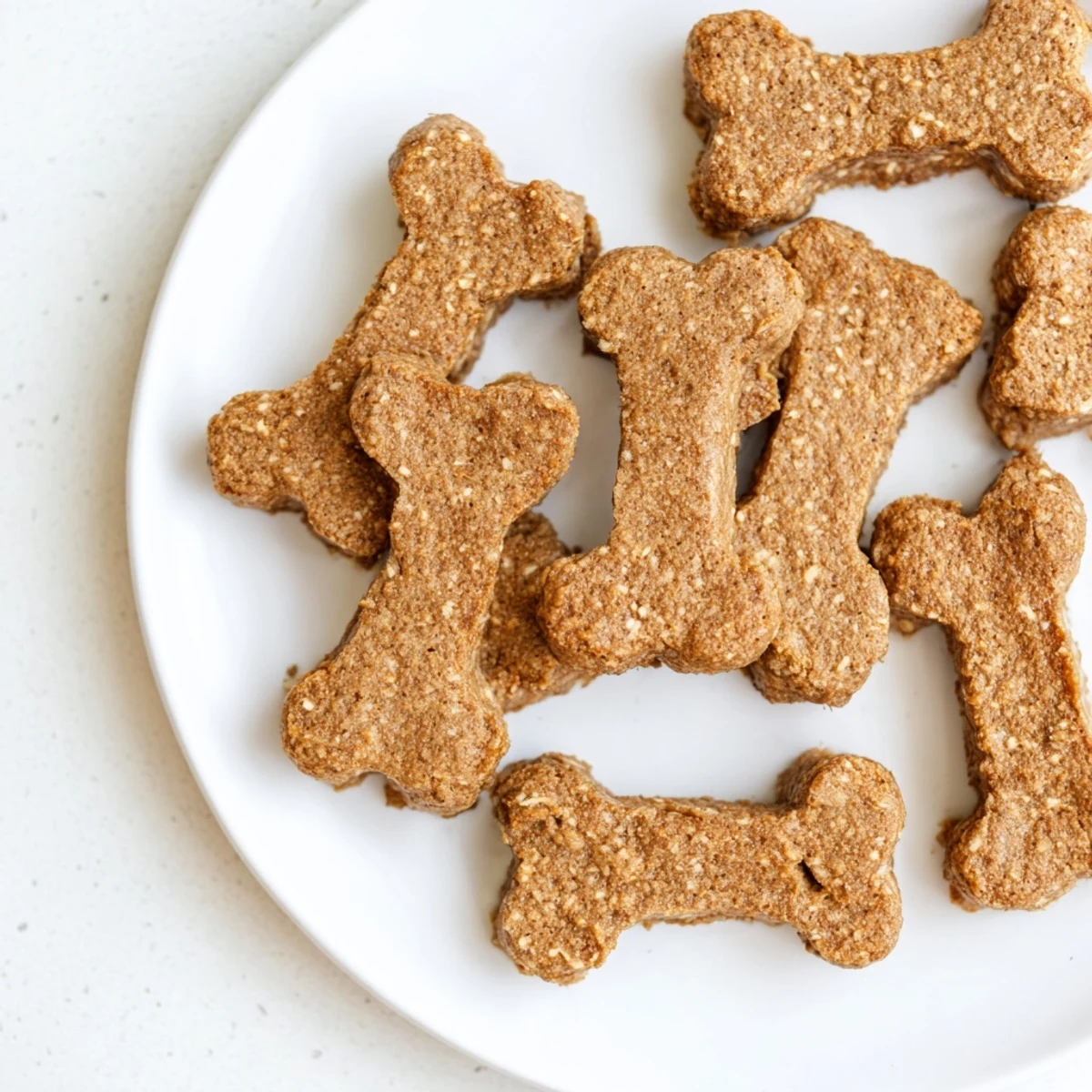 A close-up of finished Pawsitively Good Dog Bone Treats, showcasing their perfect bone shape and texture.