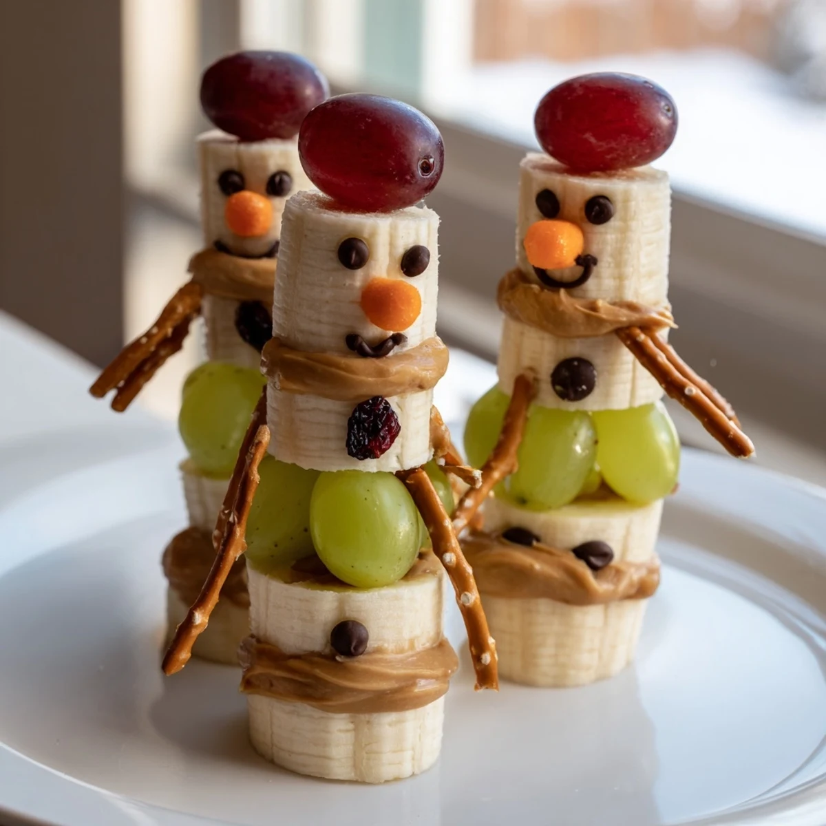 Banana Peanut Butter Snowmen