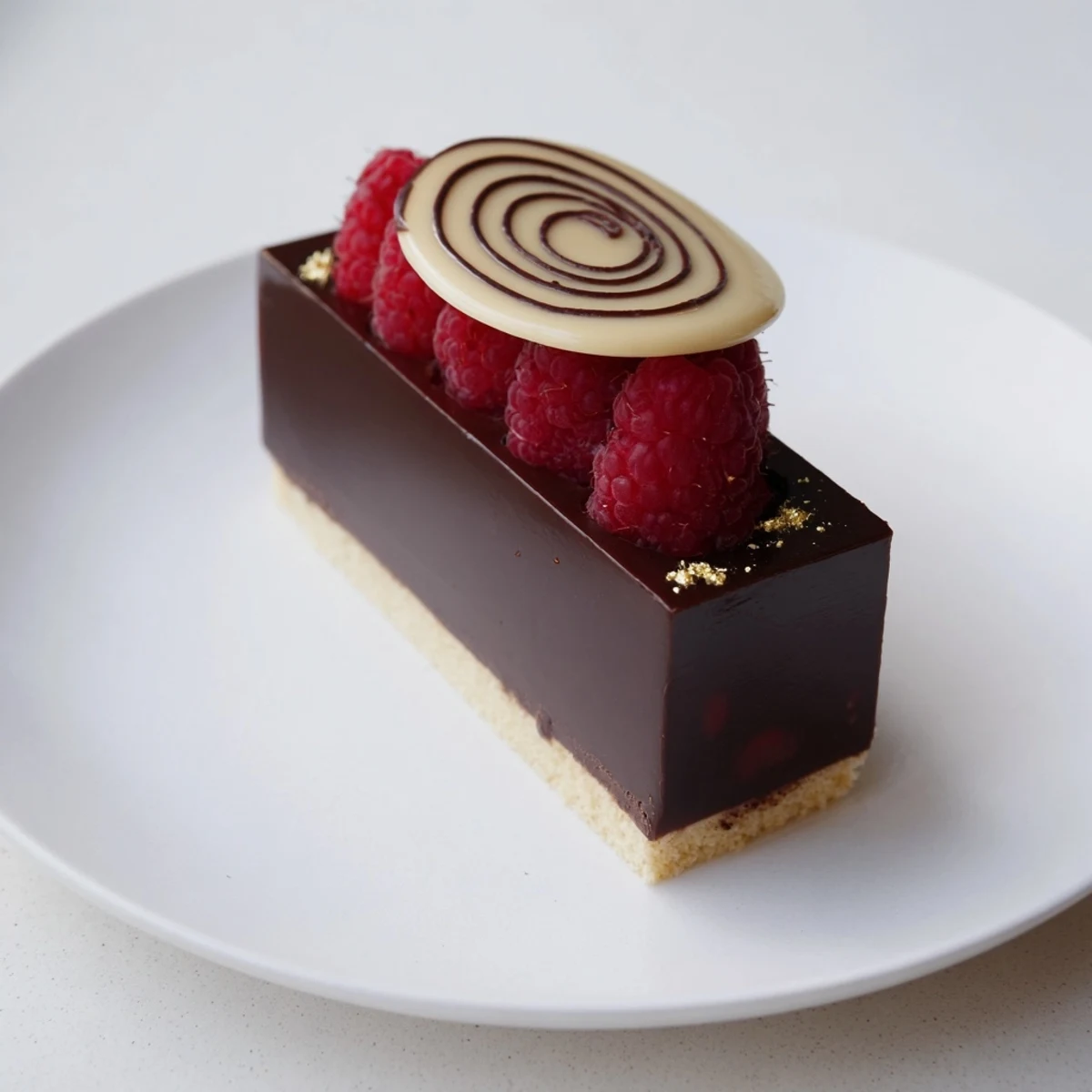 Imagine the exquisite layers of The Golden Ratio Shell dessert enhanced with golden edible dust and served cold.