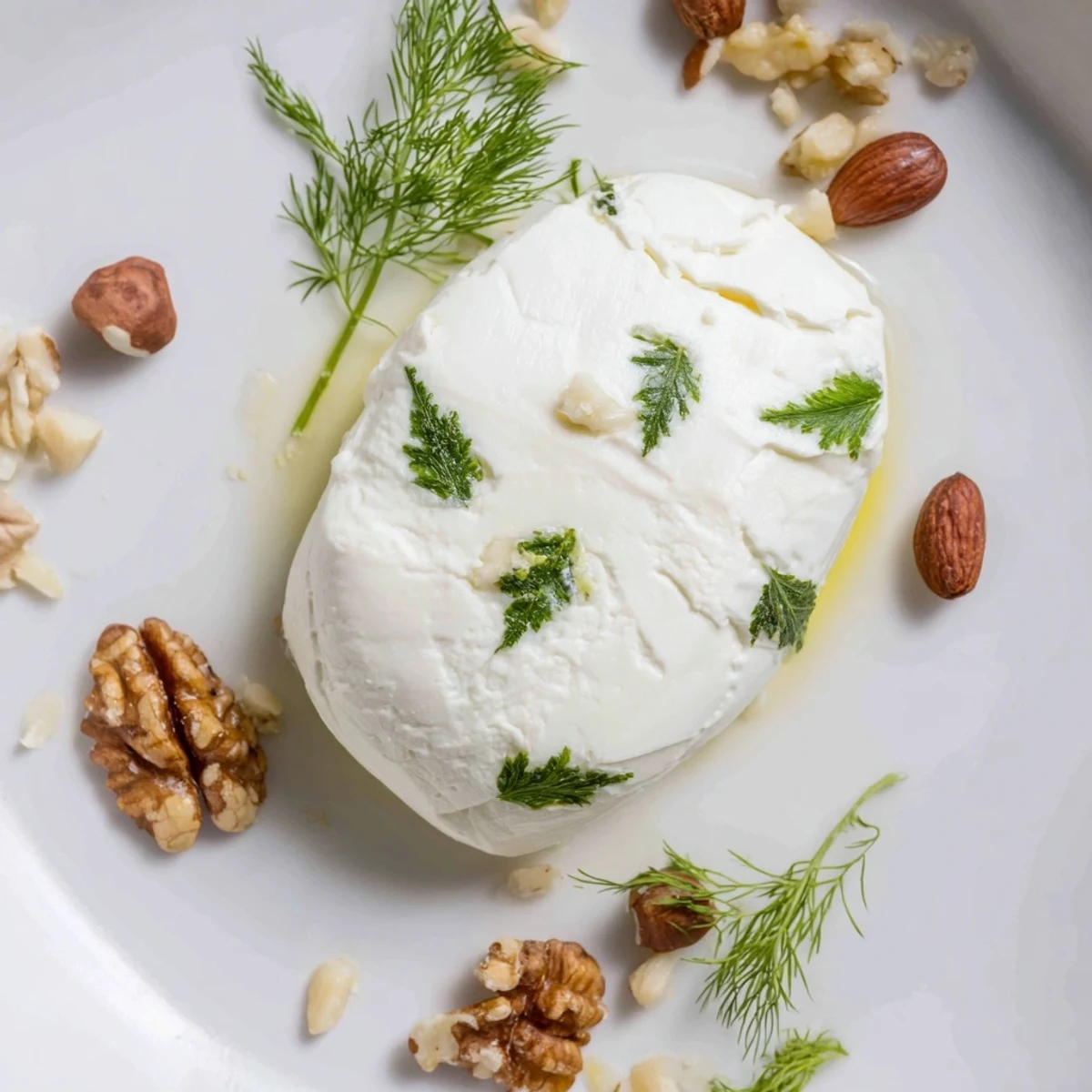 A close-up of The Fossil Record appetizer highlighting the cheese "fossils" with flavorful herbs visible.