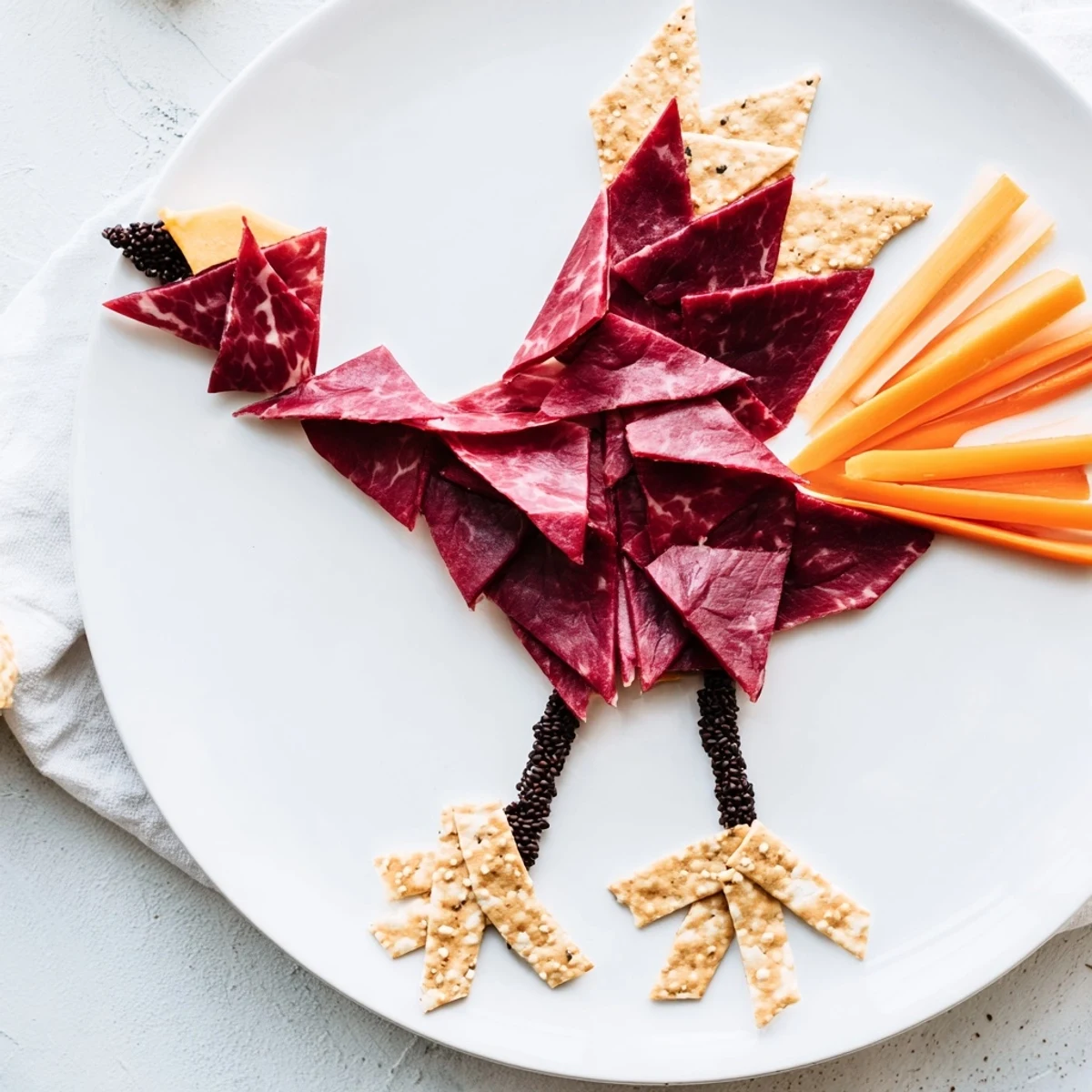 Delicate folds of prosciutto and turkey create this savory Paper Crane, artfully arranged on a platter.