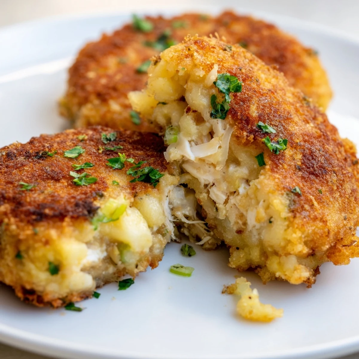 Savor the aroma: perfectly fried Potato and Chicken Cakes, easy to make for a cozy dinner.