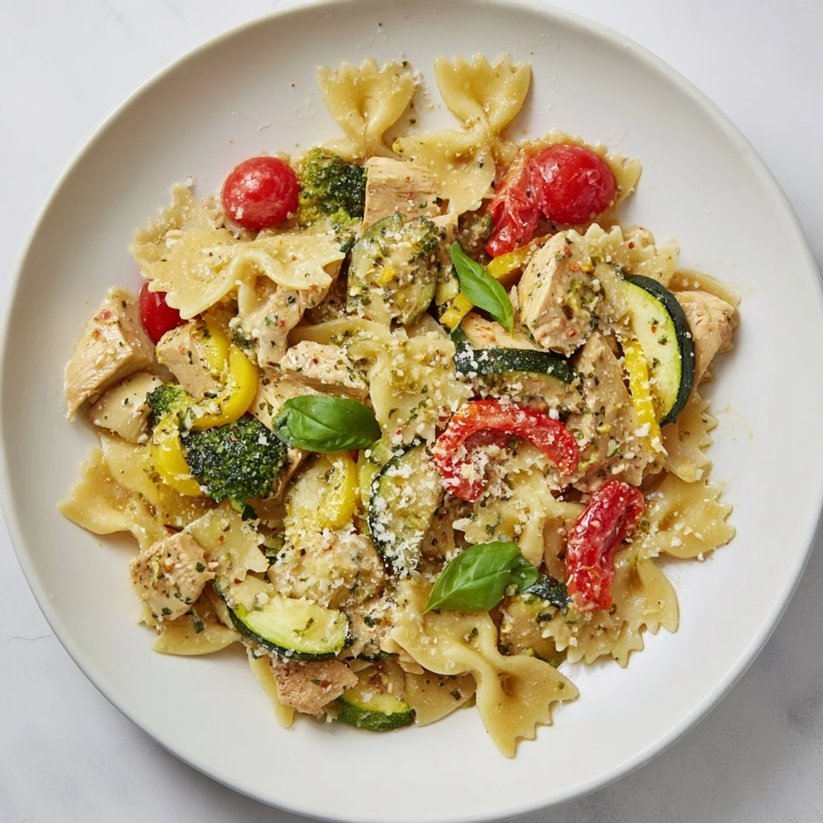 5-4-3-2-1 Pasta Primavera, a delicious warm pasta dish ready to delight any dinner guest.