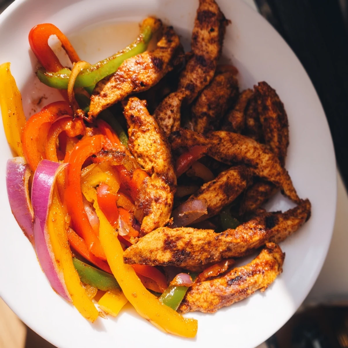Sheet pan chicken fajitas bursting with vibrant roasted vegetables and juicy chicken, a delicious meal.