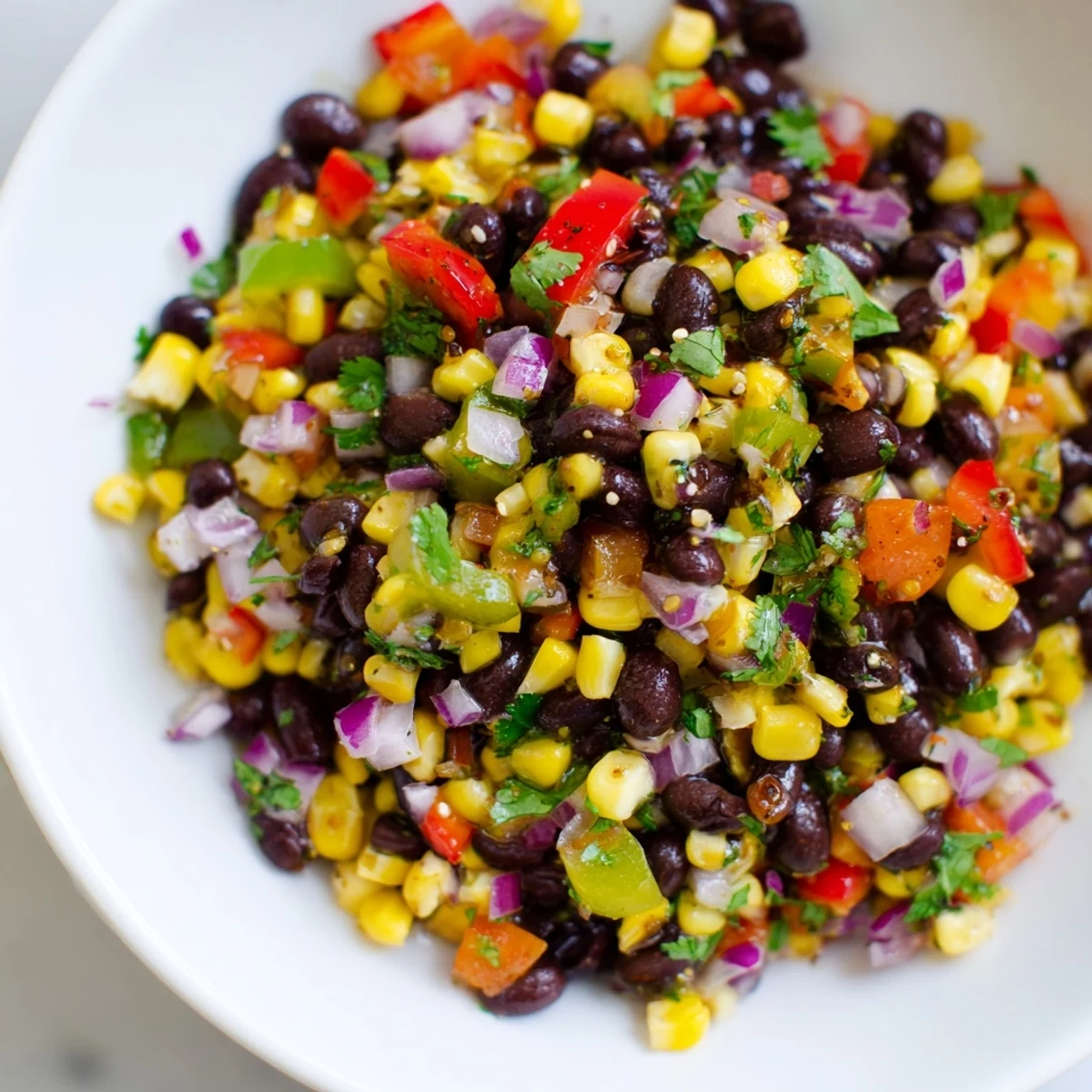 Vibrantly colorful Cowboy Caviar Salad ready for serving, showcasing fresh ingredients and flavors.