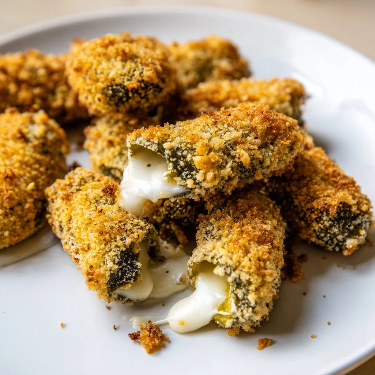 Indulge in the crispy, cheesy goodness of these homemade Crispy Chickle Bites, served hot and ready.