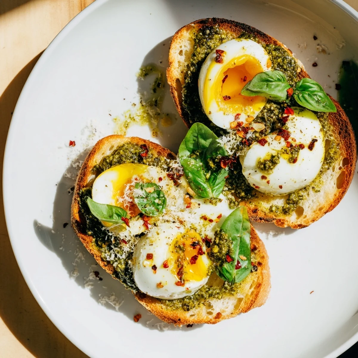 Fresh-baked sourdough supporting pesto egg toast, served warm and ready for a satisfying brunch.