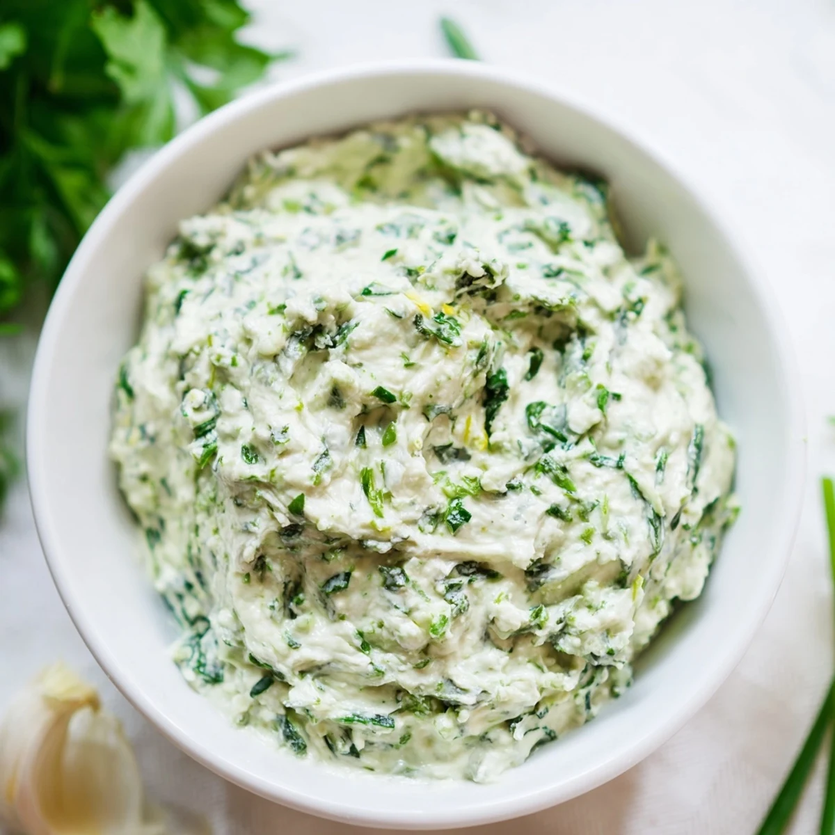 Vibrant green Green Goddess Salad Dip, ready to be scooped up with crispy tortilla chips for a delightful snack.