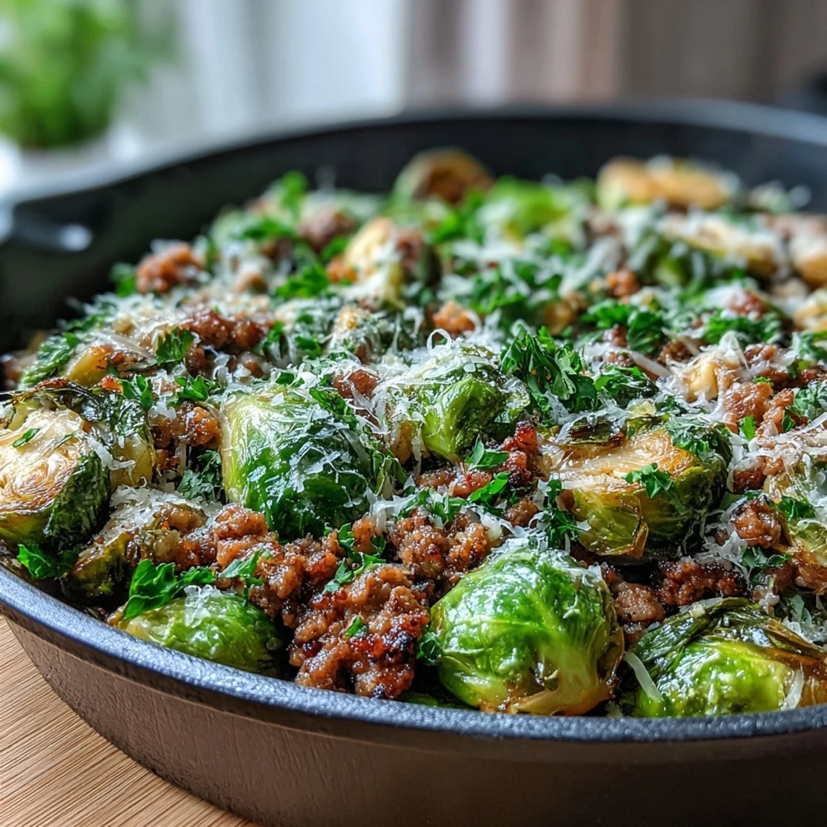 Golden-brown Brussels sprouts and savory turkey combine with onions in a covered skillet, creating a wholesome gluten-free dinner for four servings.