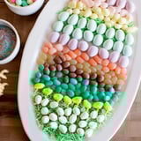 This vibrant Egg-Shaped Candy Platter features a delightful assortment of candies, perfect for a fun Easter dessert.