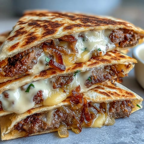 Golden-brown Cheesy Griddled Smashburger Quesadillas sit on a cutting board, showcasing melted sharp cheddar and American cheese.