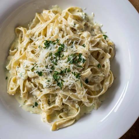 Skinny Alfredo Garlic Parmesan Pasta
