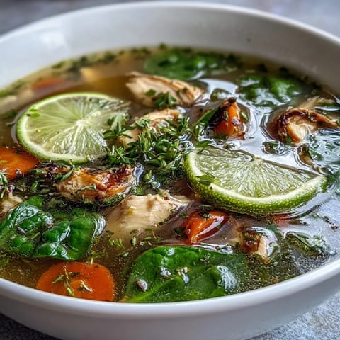 Hearty and nourishing One-Pot Chicken and Veggie Detox Soup, loaded with colorful vegetables, aromatic herbs, and juicy chicken in a light, flavorful broth.