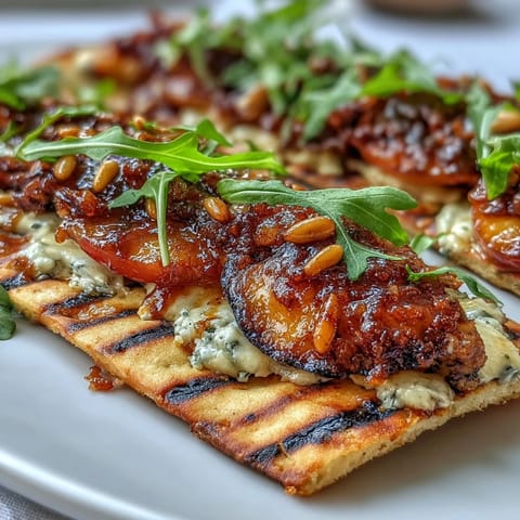 BBQ Peach Brie Flatbread Grill