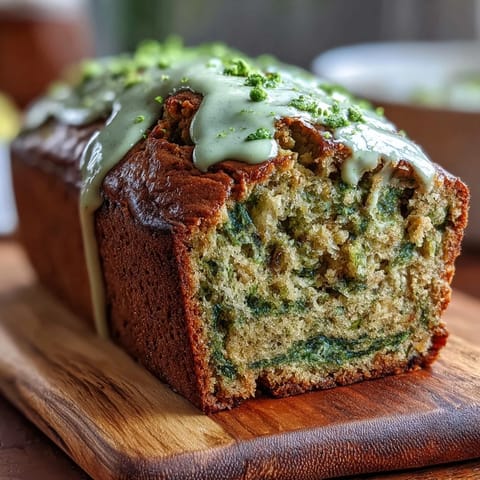 Moist Matcha Banana Bread, a vibrant green swirl with a golden crust.