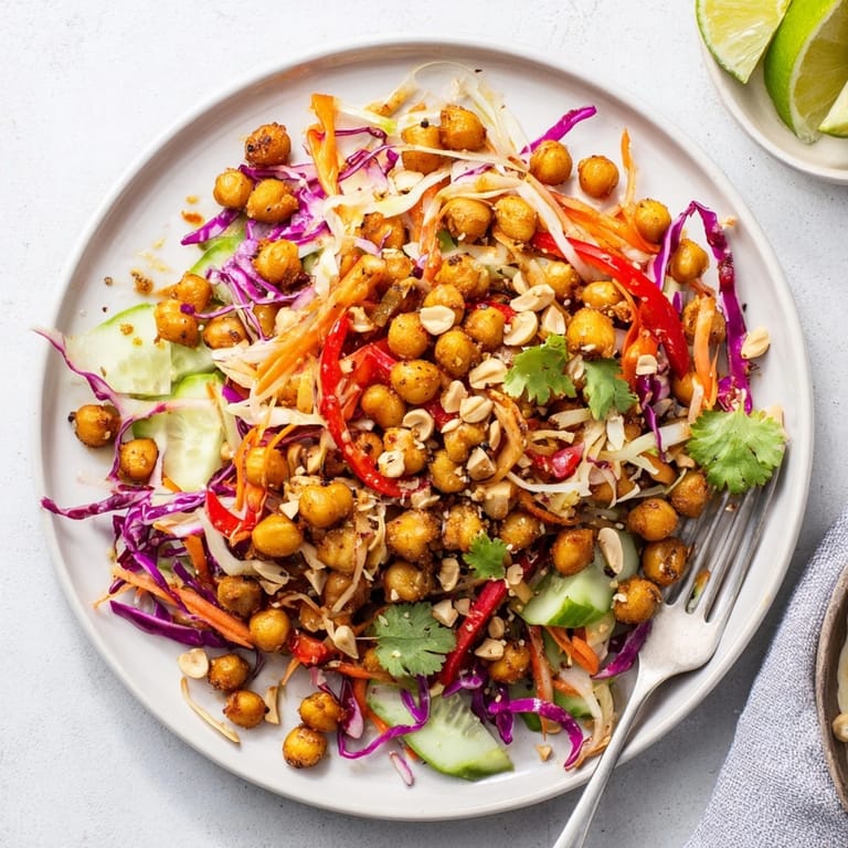 Delicious Thai Peanut Toasted Chickpea Salad – an easy, flavorful vegan lunch recipe.