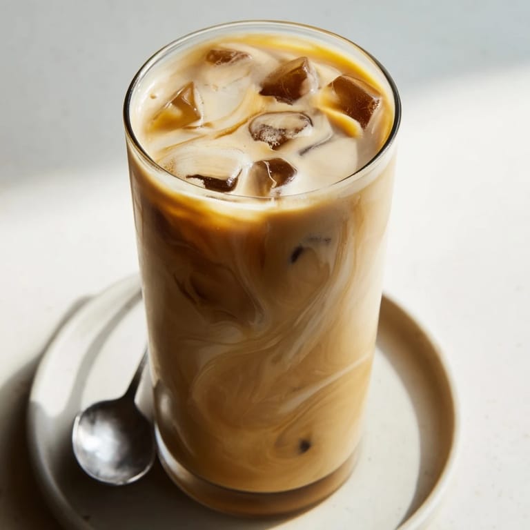 Refreshing Tahini Iced Coffee with plant-based milk, a delightful summer beverage choice.