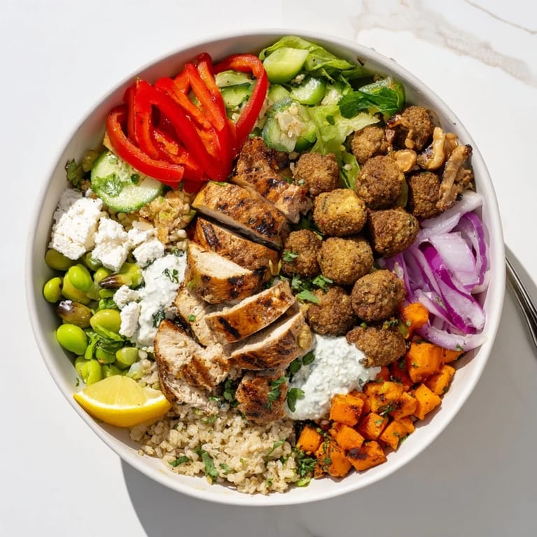 Guests enjoying interactive plated meals with grilled proteins and a variety of vibrant vegetables.  