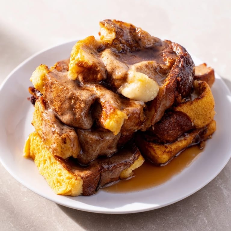 Imagine a close-up of a perfectly baked French Toast Bake with a cinnamon-sugar topping.
