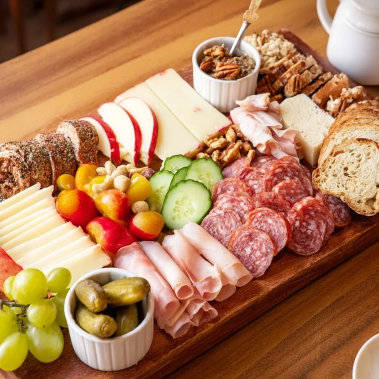 Delicious French Alpine Planche Montagne Aventure Collation awaits, packed with cheese, cured meats, and fresh goodies.
