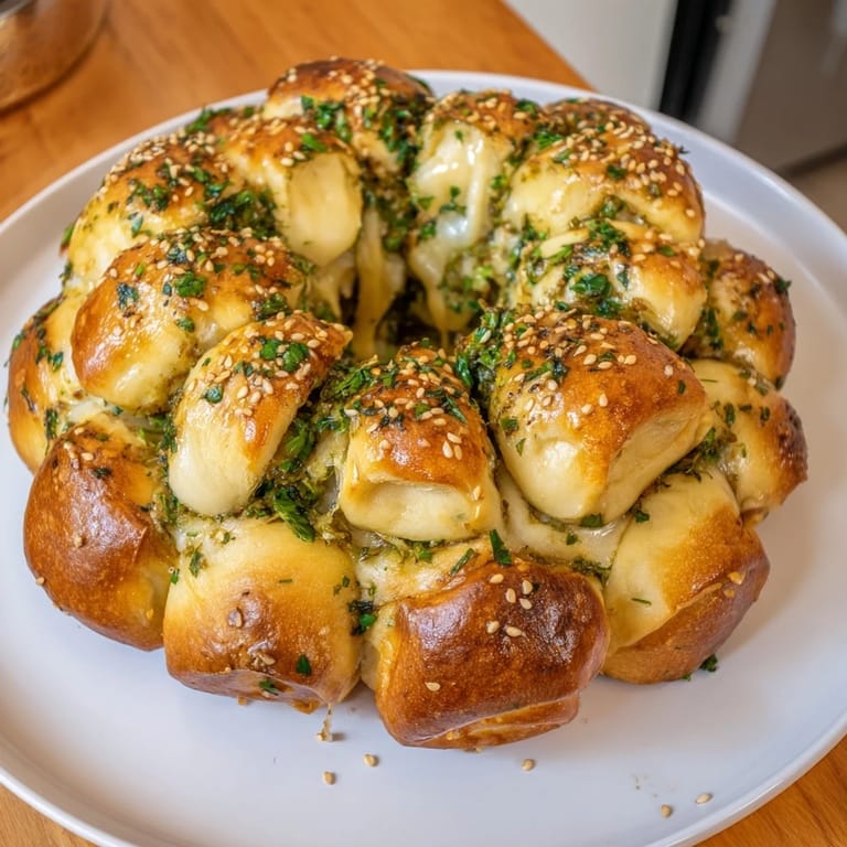 Fluffy and cheesy, this impressive Festive Pull-Apart Bread Wreath is perfect for any gathering.