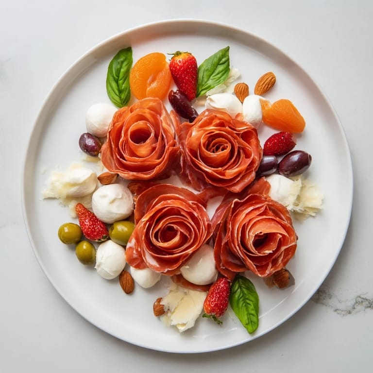 Featuring beautiful prosciutto roses and flavorful cheeses, this Prosciutto Rose Bouquet Board is perfect for entertaining.