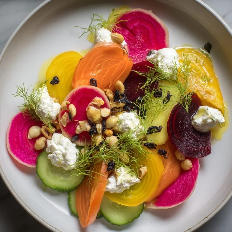 Enjoy the visually stunning Kinetic Motion Blur; a meticulously plated vegetarian appetizer with fresh herbs.