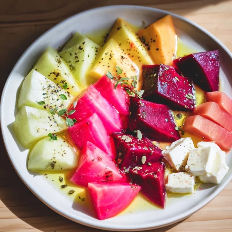 A close-up view of the fresh Cubist Deconstruction, ready to eat, with bright flavors and textures.