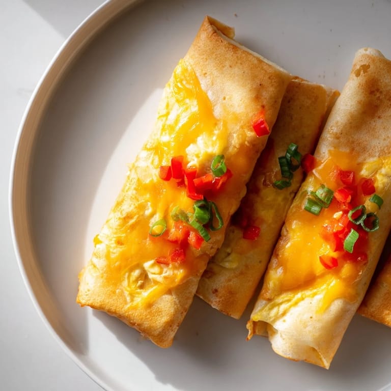Mouthwatering, golden Rice Paper Egg Cheese Wrap with a satisfying crunch, perfect for a quick breakfast.