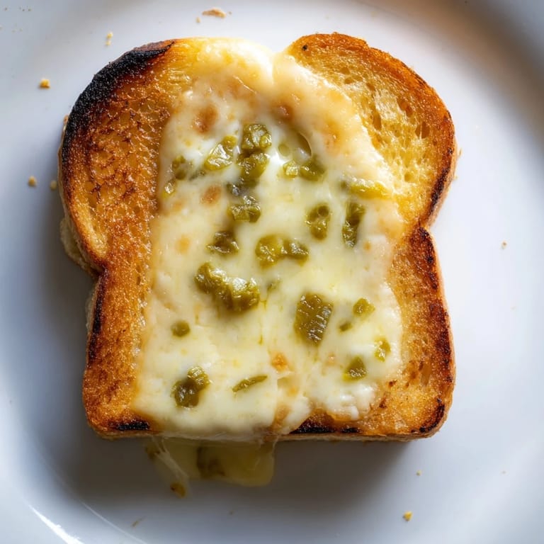 A close-up of Jalapeño Pepper Jack Grilled Cheese, featuring crispy sourdough and creamy, melted pepper jack cheese.