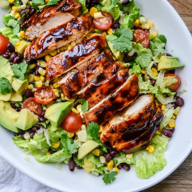 Close-up of Honey Lime Chicken Taco Salad topped with shredded cheese and fresh cilantro, perfect for a summer lunch.