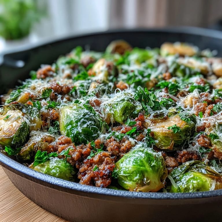 Golden-brown Brussels sprouts and savory turkey combine with onions in a covered skillet, creating a wholesome gluten-free dinner for four servings.