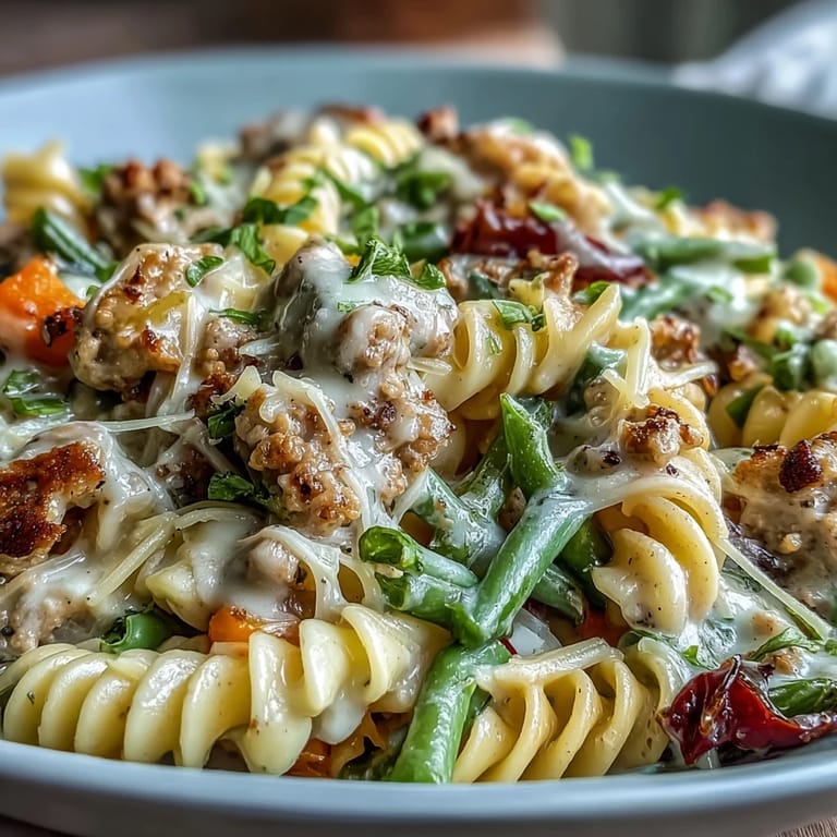 A close-up of Creamy Ranch Turkey & Veggie Skillet with melted cheddar and chopped parsley garnish.