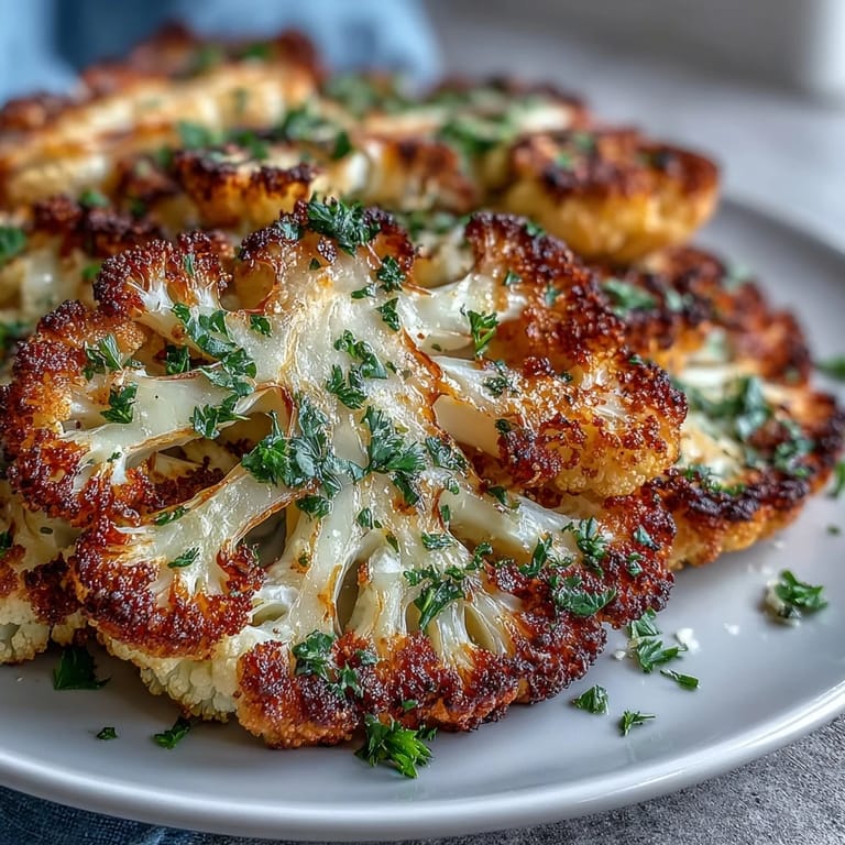 Roasted Keto Garlic Parmesan Roasted Cauliflower Steaks serve as a low-carb main or side dish.