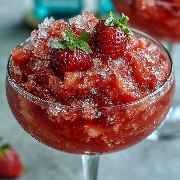 A pitcher of icy Light Strawberry Daiquiri Slushies, showcasing the bright red color and frosty texture perfect for warm-weather entertaining.