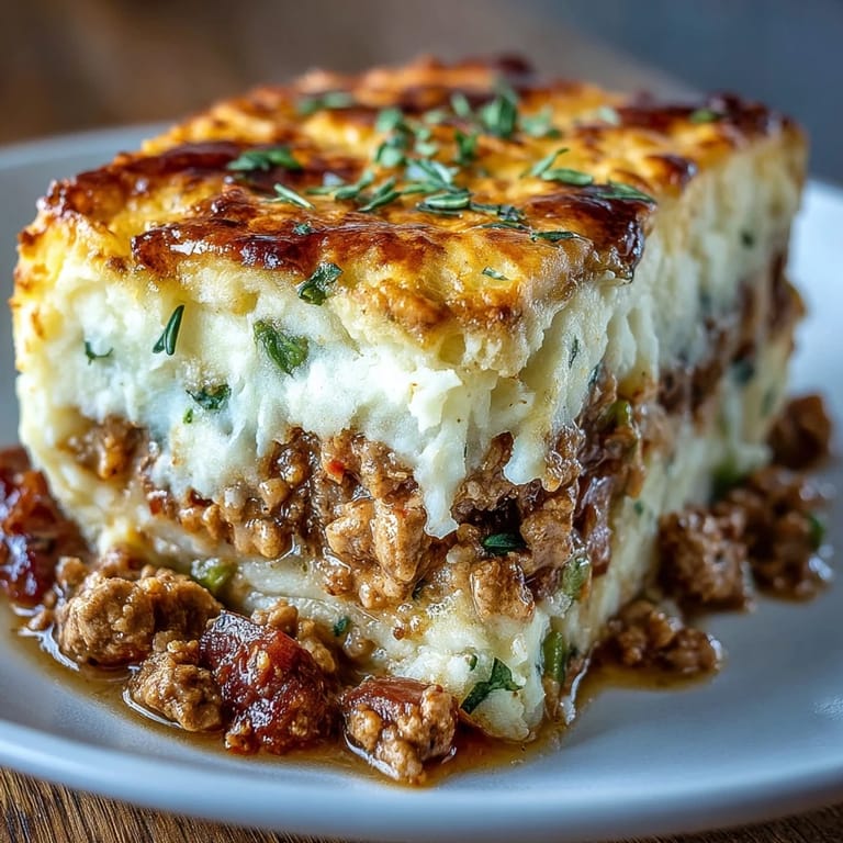 Wholesome Turkey Shepherds Pie featuring lean ground turkey and a fluffy cauliflower-potato mash topping, perfect for family meals.