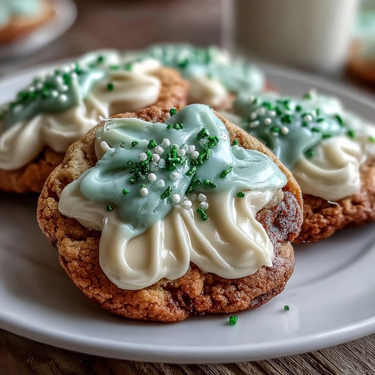 Soft, buttery St. Patricks Day sugar cookies featuring piped buttercream outlines in festive holiday colors.