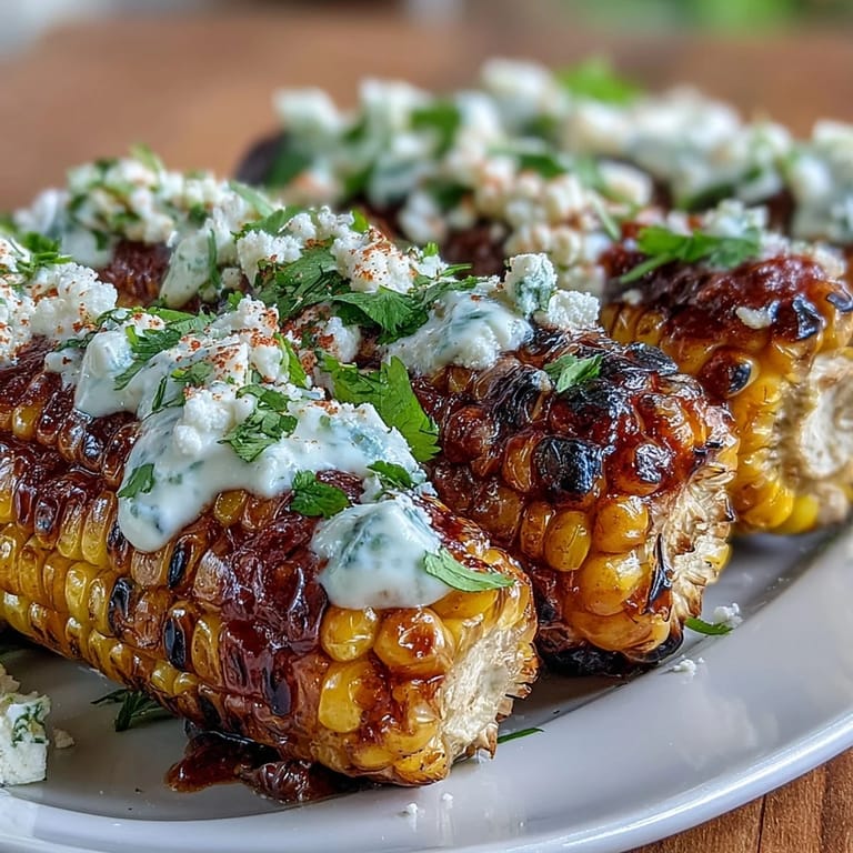 3. Brush warm corn with zesty sauce, then coat in Cotija cheese and chili for a flavorful Elote-Style Microwave Corn on the Cob ready in minutes.