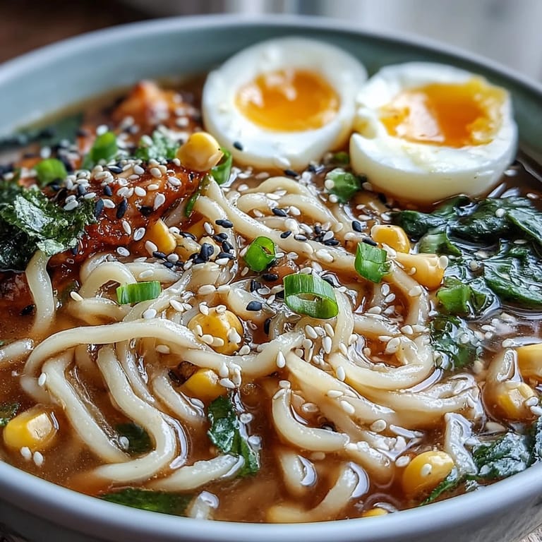 Cozy bowl of homemade miso ramen featuring savory broth, springy noodles, soft egg, and nori garnish.