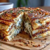 Crispy spring onion pancakes with golden, flaky layers and fresh scallions, served hot and ready to enjoy.